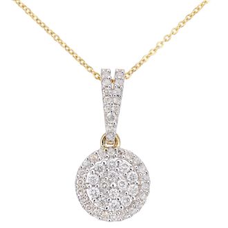 Diamant L'éternel 9ct geelgouden diamanten cluster-hangerketting met een lengte van 46 cm