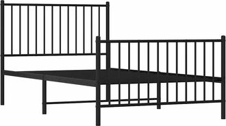 vidaXL Estructura Cama Sin Colch&oacute;n Con Estribo Metal Negro 100x190 Cm Vidaxl