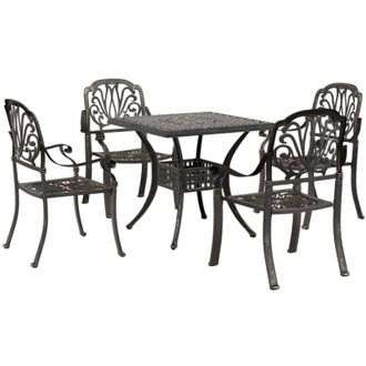 vidaXL Juego De Comedor De Jard&iacute;n 5 Piezas Aluminio Fundido Bronce Vidaxl