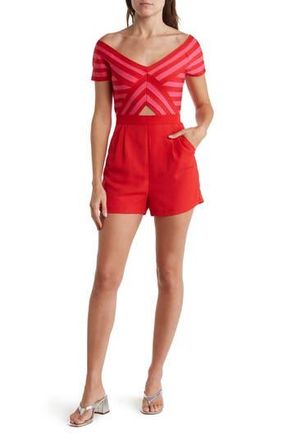 Bebe Bandage Top Romper in Red/Pink at Nordstrom Rack, Size Large