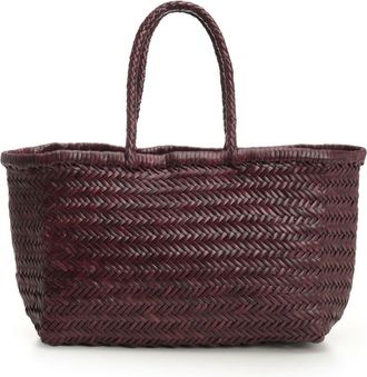 Dragon Diffusion Large Woven Leather Basket Handbags Bordeaux-Donna