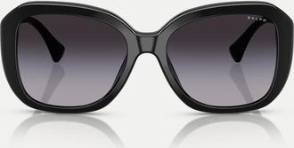 Ralph Lauren occhiali da sole squadrati con lenti grigie in nero lucido