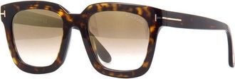 Tom Ford Sunglasses Square Full Rim, Dark Havana Frame And Green Gradient Polarized Lens Ft0690-F52H