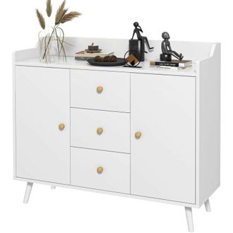 HOMCOM Mobile Cucina Moderno con 3 Cassetti e 2 Armadietti a 2 Livelli Bianco