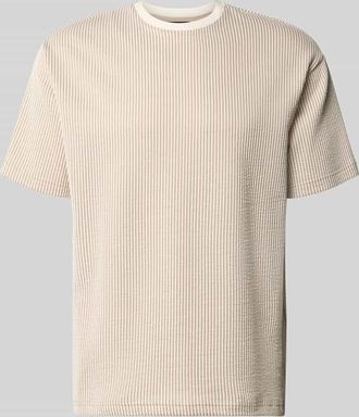 Mc Neal T-Shirt mit Strukturmuster und Rundhalsausschnitt in Mud, Gr&ouml;&szlig;e XXXL