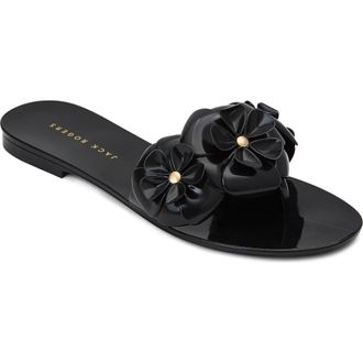 Jack Rogers Amelia Flower Jelly Sandal in Black at Nordstrom, Size 10