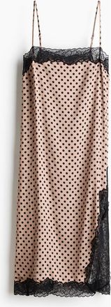 H&M Lace-trimmed Slip Dress in Beige/polka Dot at Nordstrom, Size X-Small