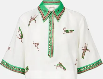 Alemais Al&eacute;mais Wanda embroidered linen shirt