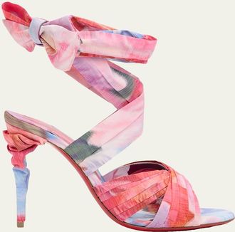 Christian Louboutin 100mm Affabula Floral Lace-Up Sandals