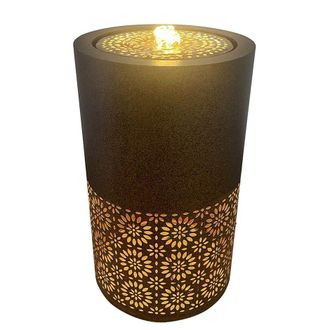 PRIMROSE Cautley Filgree Floral Cut Out Design Water Feature with LED Lights 50cm in Brown