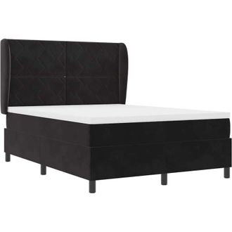 vidaXL Cama Tipo Box Spring Con Colch&oacute;n Negro 140 X 190 Cm Terciopelo Vidaxl