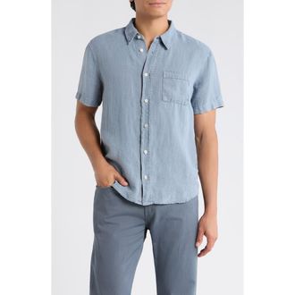 Citizens Of Humanity Cairo Short Sleeve Linen Button-Up Shirt in Stone Blue at Nordstrom, Size Xx-Large