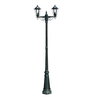 Berkfield Home Garden Light Post 2-arms 215 cm Dark Green/Black Aluminium in Green
