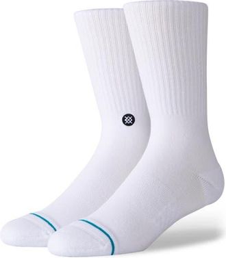Stance Icon Quarter Crew Socks in Whiteblack at Nordstrom, Size Medium