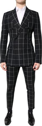 Dolce & Gabbana Mens Black Taormina Double Breasted 2 Piece Suit Flax Cotton