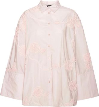 Rotate Flower Oversized Shirt - Dames - Overhemden - Roze - XS - Katoen - Overhemden