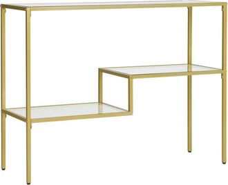 HOMCOM Consolle da Ingresso in Vetro Temperato 3 ripiani color Oro - Homcom