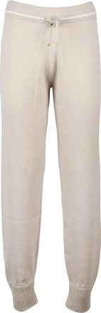 Eleventy Gebreide joggingbroek - Dames - Sweatpants - Beige - M - Kasjmier - Broeken