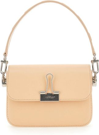 Off-white Womens Small Leather Binder Bag Beige Shoulder