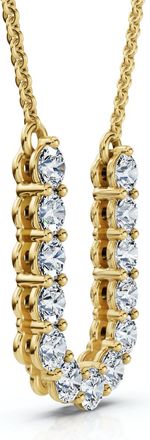 Pompeii3 1Ct Diamond Initial U Pendant 14k Gold 18 Necklace Lab Grown 5/8 Tall