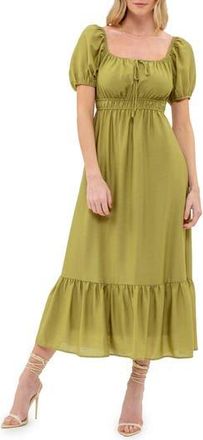 August Sky Square Neck Midi Dress in Light Olive at Nordstrom Rack, Size Medium