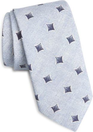 BOSS Geometric Cotton & Wool Tie in Light Blue Pastel/Purple at Nordstrom