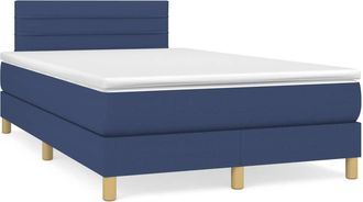 vidaXL Cama Box Spring Con Colch&oacute;n Tela Azul 120x190 Cm Vidaxl