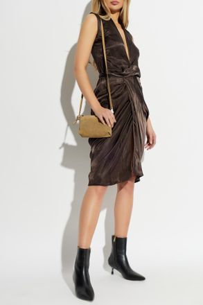 Rick Owens Sleeveless Wrap Dress, Womens, Brown