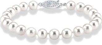 Allurez 14K Diamond & 7.0-7.5Mm Pearl Bracelet