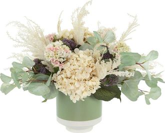 Creative Displays Inc. Hydrangea & Sedum Arranged In Ceramic Pot With Eucalyptus