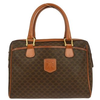 Celine Vintage Macadam Handbag Canvas And Leather Brown Canvas Handbag (Pre-Owned)