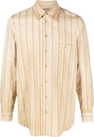 Uma Wang Tab striped cotton shirt - men - Cotton - M - Neutrals
