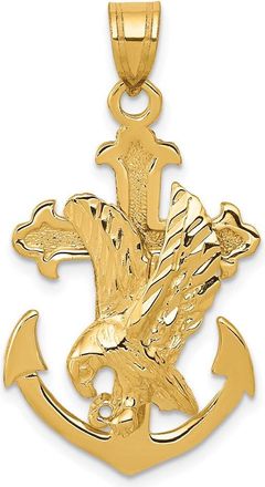 Diamond2Deal 14k Yellow Gold Mariners Cross Eagle Pendant