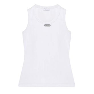 Alexander McQueen Alexander McQueen, Sleeveless Tops, female, White, Size: 2XS Placket Tank Top