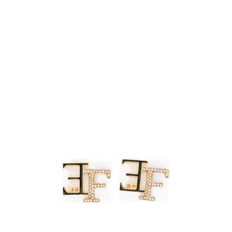 Elisabetta Franchi Logo-plaque Crystal-embellished Earrings