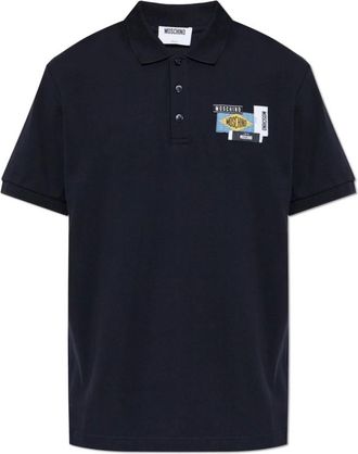 Moschino Polo Shirt met Applicaties - Heren - Polos - Blauw - 2XL - Katoen - Tops