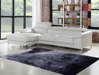 Vente-Unique Sof&aacute; rinconera de piel SOLANGE - Blanco - &Aacute;ngulo izquierdo