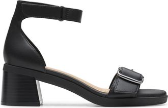 Clarks Womens Dress Heeled Sandal, Black Leather, 6.5 Wide