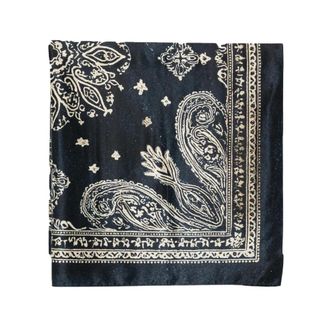 R13 Silky Scarves, female, Blue, Size: ONE SIZE Paisley Border Scarf