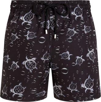 Vilebrequin Men Micro-Perforated Ultra-light and packable Swim Shorts Bubble Turtles 3D in Black at Nordstrom, Size Xx-Large