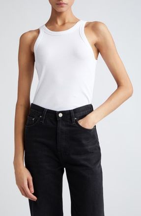 Toteme Espera Rib Stretch Organic Cotton Tank in White at Nordstrom, Size X-Small