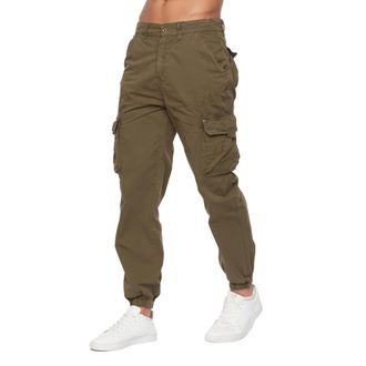 Duck and Cover Mens Kartmoore Combat Trousers (Khaki) Cotton - Size 32 Long
