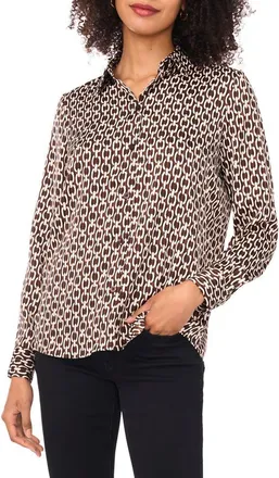 Vince Camuto Satin Long Sleeve Button-Up Shirt in Cocoa Chocolate Chain at Nordstrom Rack, Size X-Large
