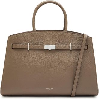 DeMellier The Hudson Midi Grained Leather top Handle bag - Taupe - One Size