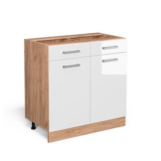 Vicco Mueble Bajo De Cocina R-line, Blanco Alto Brillo, 80 Cm Sin Encimera