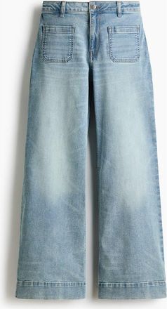 H&M Wide High Waist Jeans in Light Denim Blue at Nordstrom, Size 12
