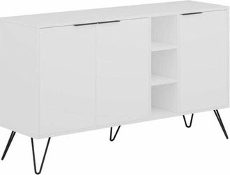 Dmora Credenza Alin, Buffet da soggiorno, Madia da salotto, Dispensa da cucina, 142x36h83 cm, Bianco - Dmora