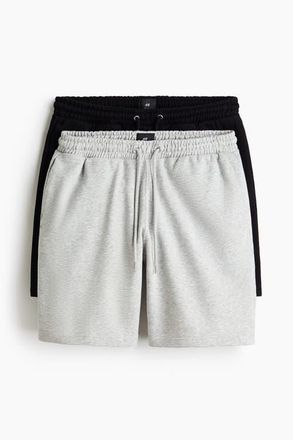 H&M 2-pack regular-fit shorts in Black/light Gray Melange at Nordstrom, Size Xx-Large