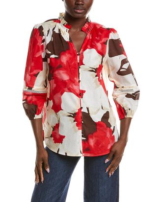 Anne Klein Ruffle Neck Top