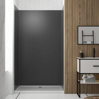 Aurlane Set 3 Pannelli a parete in Alluminio Grigio 90/120/90 x 210 cm con Profili Cromati